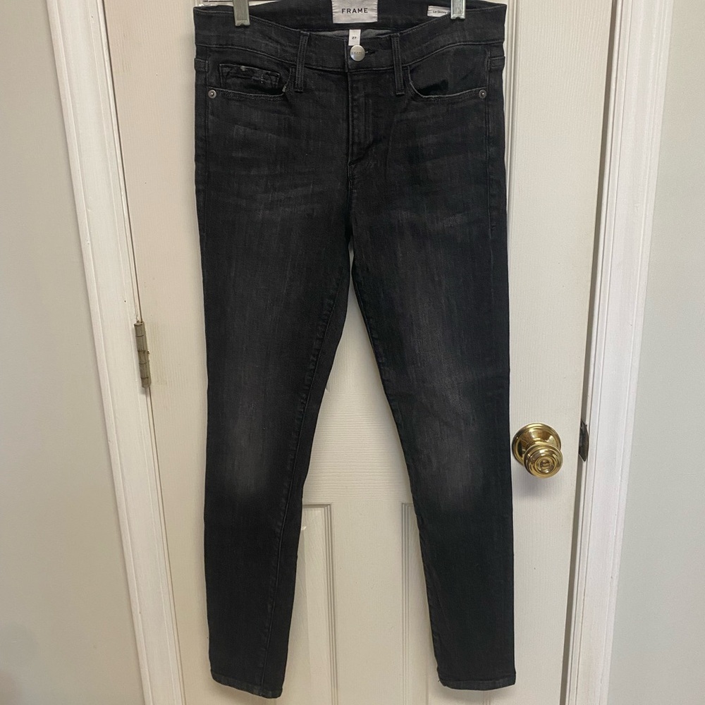 Frame Denim Washed Black Skinny Jeans